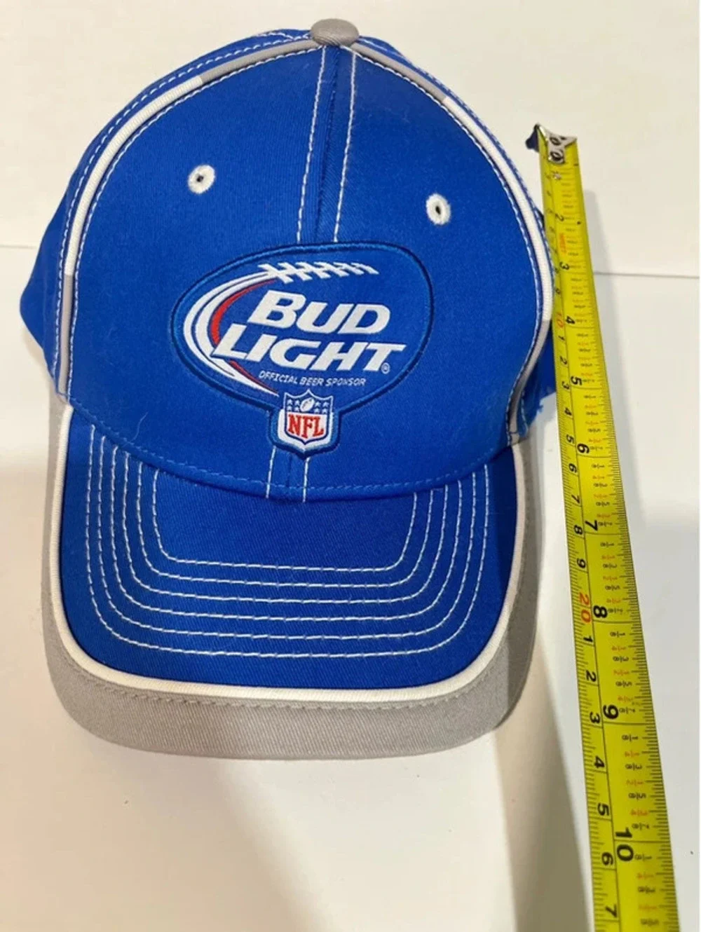Bud Light Beer Hat NFL Football Sponsor Cap  Adjustable Strap Back Blue Grey hat